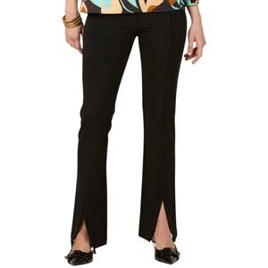 Tyler Boe Margie Pants Ponte Slit Front Black Womens Size 12 Pull On Stretch